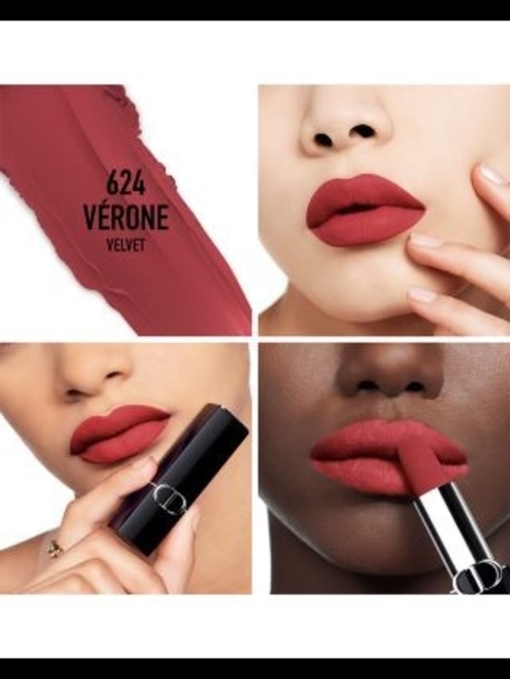 Dior Velvet Matte Lipstick 624 Vérone - Rich Rose Red New No Box
